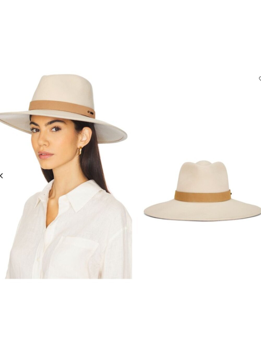 Brixton Eleanor Felt Packable Cream Wool Fedora Hat With Leather Band Size M 7 1 - Picture 2 of 10